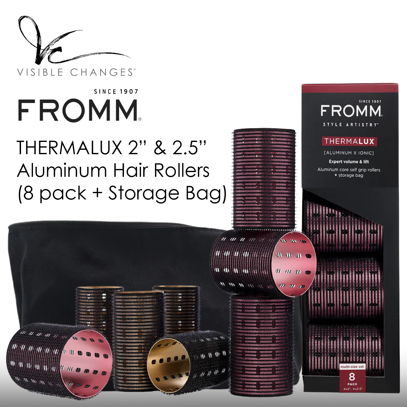 Thermalux Aluminum Hair Rollers - 8 Pack (w/bag)